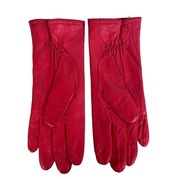 Woman's Grandoe soft Leather Gloves size 7 knit lined Red - Picture 4 of 12